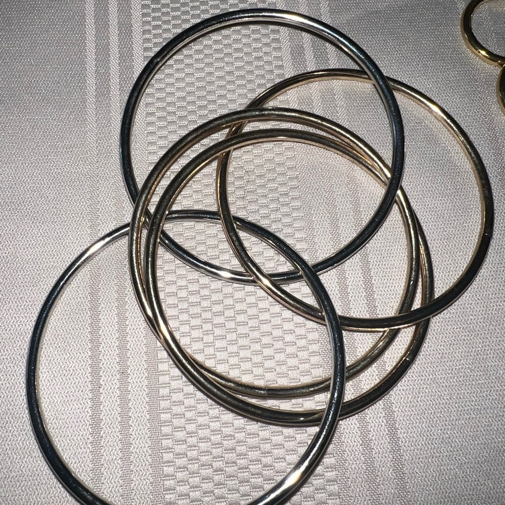 Gold & Silver Mixed-Metal Bangle Bracelet & Gold over Silver Hoop - Picture 4 of 4